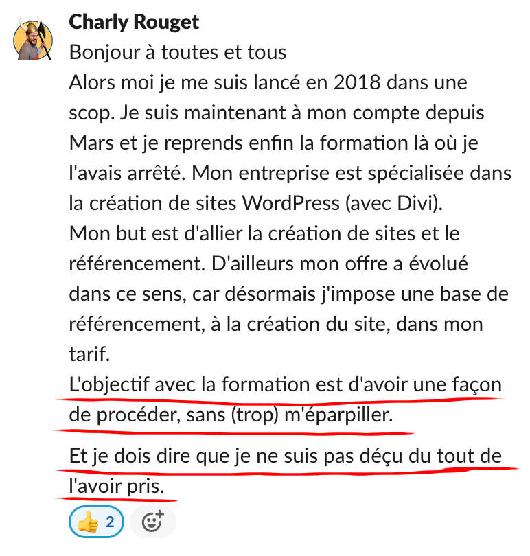 Échange dans la communauté Réussir Son SEO