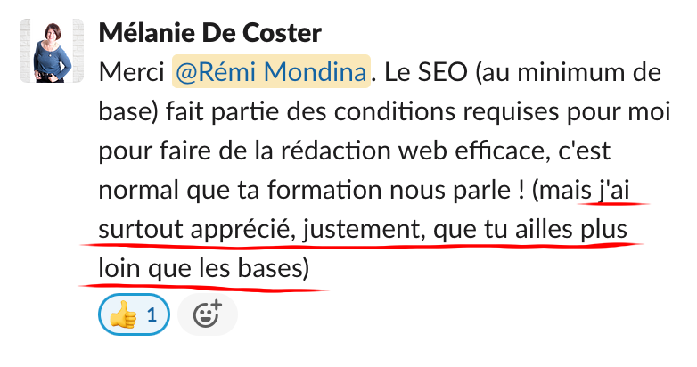 Échange dans la communauté Réussir Son SEO