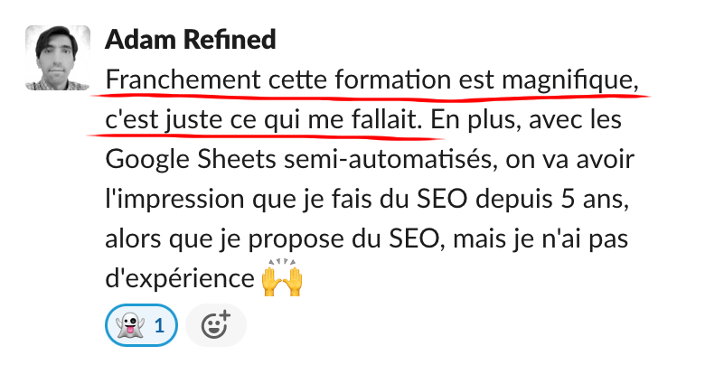 Échange dans la communauté Réussir Son SEO
