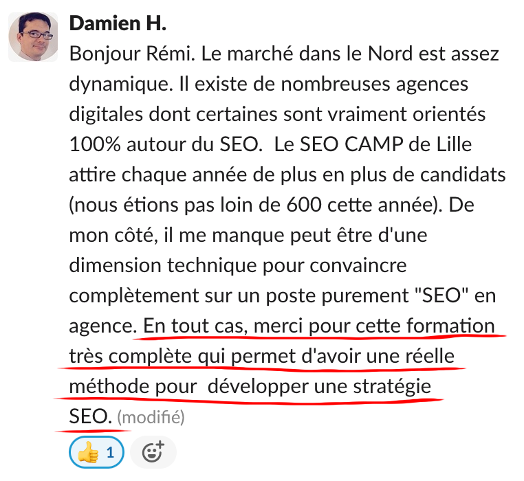 Échange dans la communauté Réussir Son SEO