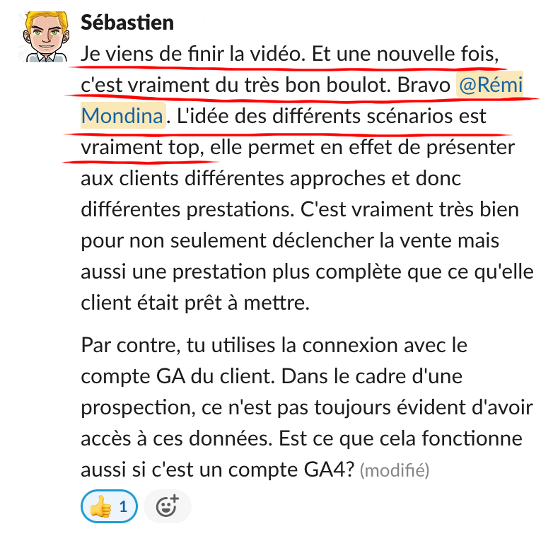 Échange dans la communauté Réussir Son SEO